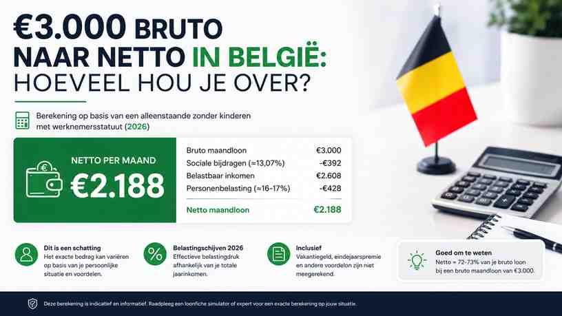 €3.000 bruto naar netto in België: hoeveel hou je over?