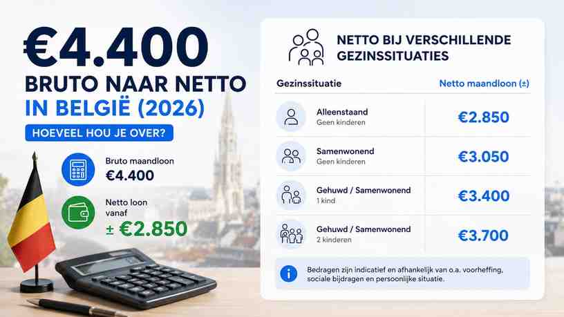 Netto bij verschillende gezinssituaties