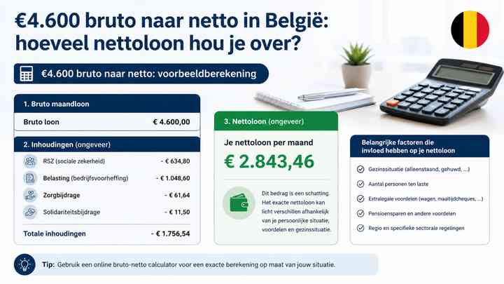 €4.600 bruto naar netto: voorbeeldberekening