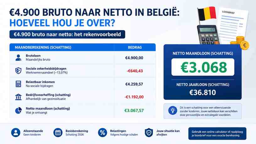 €4.900 bruto naar netto: het rekenvoorbeeld
