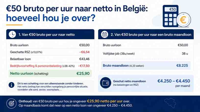 Van €50 bruto per uur naar een bruto maandloon