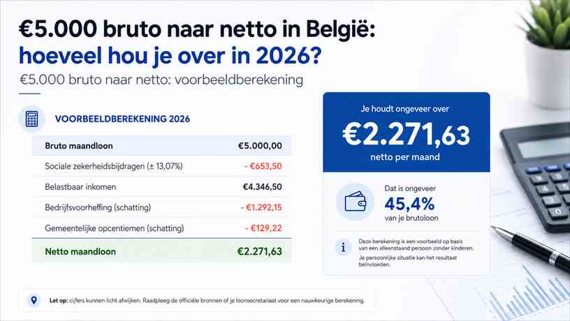 €5.000 bruto naar netto: voorbeeldberekening